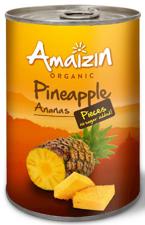 ANANAS KAWAŁKI W SOKU WŁASNYM BIO 400 g (240 g) (PUSZKA) - AMAIZIN