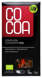 CZEKOLADA SUROWA Z JAGODAMI GOJI BIO 50 g - COCOA