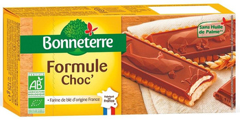 HERBATNIKI Z CZEKOLADĄ Z NADZIENIEM MLECZNYM BIO 125 g - BONNETERRE