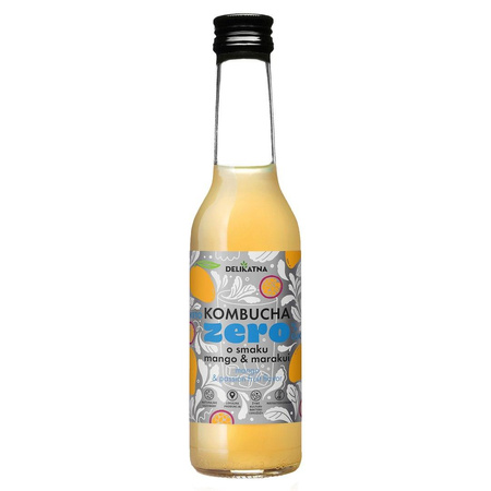 #KOMBUCHA O SMAKU MANGO I MARAKUI ZERO % CUKRU 270 ml - DELIKATNA