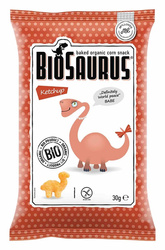 CHRUPKI KUKURYDZIANE DINOZAURY O SMAKU KETCHUPOWYM BEZGL. BIO 30 g - BIOSAURUS