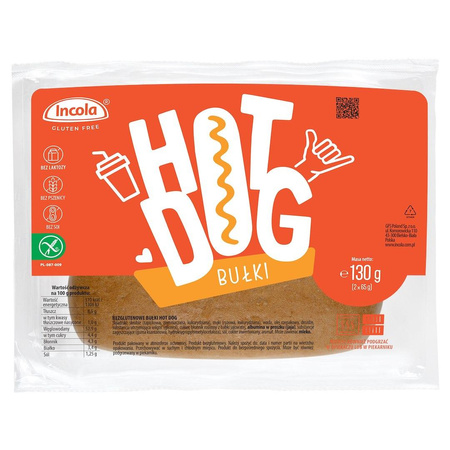 BUŁKI DO HOT-DOGÓW Z CEBULĄ BEZGLUTENOWE (2 szt.) 130 g - INCOLA