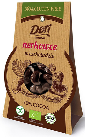 ORZECHY NERKOWCA W CZEKOLADZIE GORZKIEJ BEZGLUTENOWE BIO 50 g - DOTI