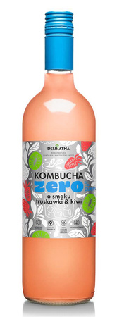 KOMBUCHA O SMAKU TRUSKAWKI I KIWI ZERO % CUKRU 700 ml - DELIKATNA