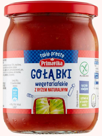 GOŁĄBKI Z RYŻEM I PIECZARKAMI W SOSIE POMIDOROWYM BEZGLUTENOWE 480 g