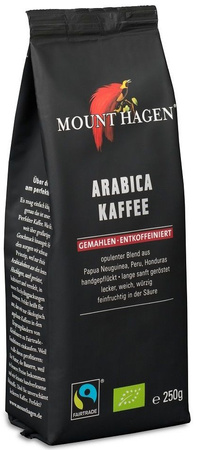 KAWA MIELONA BEZKOFEINOWA ARABICA 100 % FAIR TRADE BIO 250 g - MOUNT HAGEN