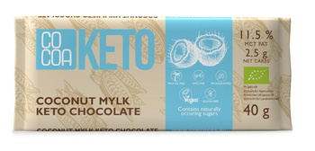 CZEKOLADA KETO KOKOSOWA Z OLEJEM MCT BEZ DODATKU CUKRU BIO 40 g - COCOA