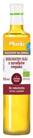 OLEJ Z ZARODKÓW RZEPAKU DO SMAŻENIA TŁOCZONY NA ZIMNO BIO 500 ml - OLANDIA