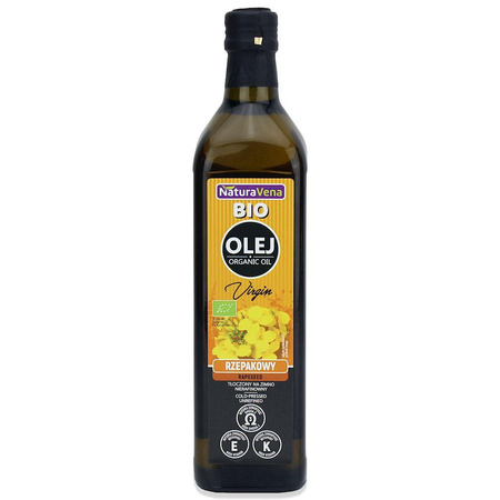 OLEJ RZEPAKOWY TŁOCZONY NA ZIMNO NIERAFINOWANY BIO 750 ml - NATURAVENA