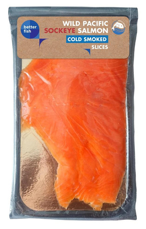 ŁOSOŚ PACYFICZNY NERKA SOCKEYE PLASTRY WĘDZONE NA ZIMNO 80 g - BETTER FISH