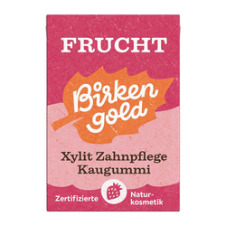 GUMA DENTYSTYCZNA DO ŻUCIA O SMAKU OWOCOWYM BEZ DODATKU CUKRU 28 g - BIRKENGOLD