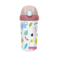 BIDON ZE SŁOMKĄ DLA DZIECI Z TWORZYWA PLA BUTTERFLIES AND FRIENDS 400 ml - CHIC-MIC