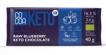 CZEKOLADA KETO Z JAGODAMI I OLEJEM MCT BEZ DODATKU CUKRU BIO 40 g - COCOA