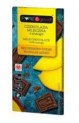 CZEKOLADA MLECZNA Z MANGO BEZ DODATKU CUKRU BEZGLUTENOWA 75 g - PURE&GOOD