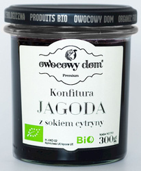 KONFITURA JAGODA Z SOKIEM Z CYTRYNY BIO 300 g  - OWOCOWY DOM