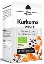 KURKUMA Z CZARNYM PIEPRZEM BIO 60 KAPSUŁEK (555 mg) - DARY NATURY