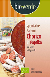 SALAMI CHORIZO Z PAPRYKĄ PLASTRY BIO 80 g - BIO VERDE