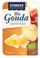 SER GOUDA PLASTRY (48 % TŁUSZCZU W SUCHEJ MASIE) BIO 150 g - SOBBEKE