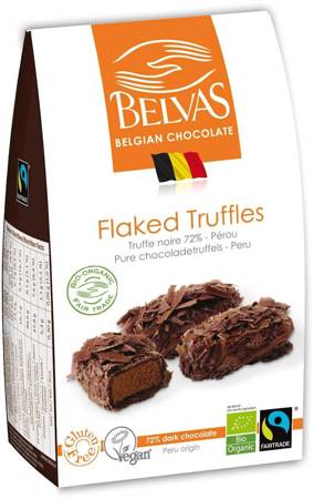 BELGIJSKIE CZEKOLADKI TRUFLE Z GORZKĄ CZEKOLADĄ FAIR TRADE BEZGLUTENOWE BIO 100 g - BELVAS