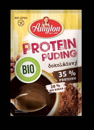 BUDYŃ PROTEINOWY O SMAKU CZEKOLADOWYM BEZ DODATKU CUKRU BEZGLUTENOWY BIO 45 g - AMYLON