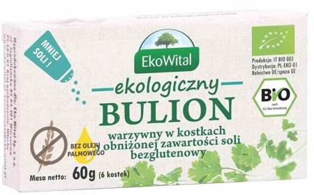 BULION WARZYWNY W KOTKACH O OBNIŻONEJ ZAWARTOŚCI SOLI  60 g - EKOWITAL