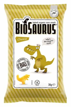 CHRUPKI KUKURYDZIANE DINOZAURY O SMAKU SEROWYM BEZGL. BIO 30 g - BIOSAURUS