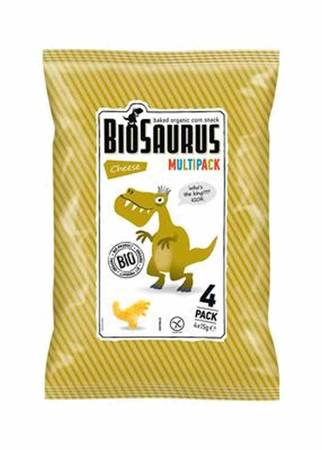 CHRUPKI KUKURYDZIANE DINOZAURY O SMAKU SEROWYM BEZGL. BIO 4x15 g - BIOSAURUS