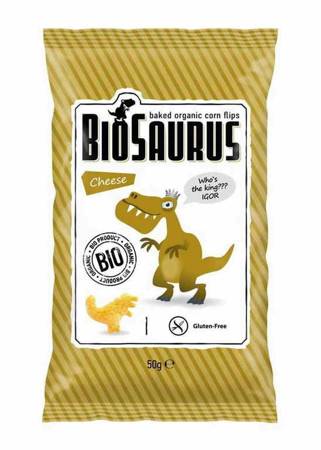 CHRUPKI KUKURYDZIANE DINOZAURY O SMAKU SEROWYM BEZGL. BIO 50 g - BIOSAURUS