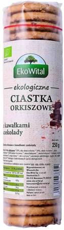 CIASTKA ORKISZOWE PEŁNOZIARNISTE Z KAWAŁKAMI CZEKOLADY BIO 250 g - EKOWITAL