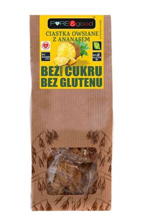 CIASTKA OWSIANE Z ANANASEM BEZ DODATKU CUKRU BEZGLUTENOWE 150 g - PURE&GOOD