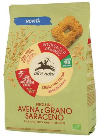 CIASTKA OWSIANO - GRYCZANE Z DODATKIEM OLIWY Z OLIWEK EXTRA VIRGIN (14 %) BIO 250 g - ALCE NERO