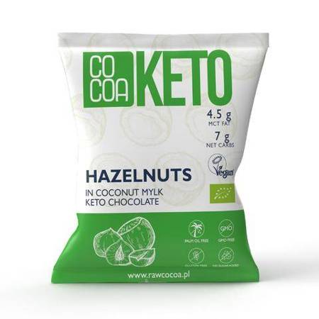 COCOA - ORZECHY LASKOWE W CZEKOLADZIE KETO Z OLEJEM MCT BEZ DODATKU CUKRU BIO 70 g