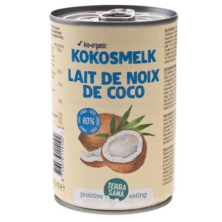 COCONUT MILK - NAPÓJ KOKOSOWY BEZ GUMY GUAR (22 % TŁUSZCZU) BIO 400 ml (PUSZKA) - TERRASANA