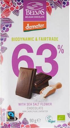 CZEKOLADA GORZKA Z SOLĄ MORSKĄ FAIR TRADE DEMETER BIO 90 g - BELVAS