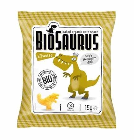 Chrupki kukurydziane Dinozaury o smaku serowym BEZGL. BIO 15 g BioSaurus