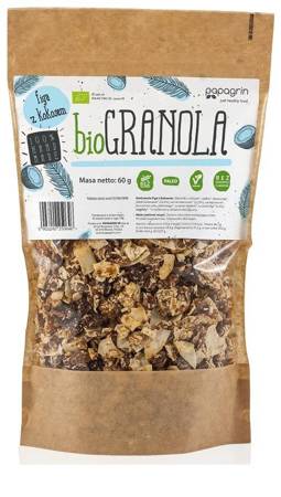 GRANOLA FIGA Z KOKOSEM BEZGLUTENOWA BIO 60 g - PAPAGRIN