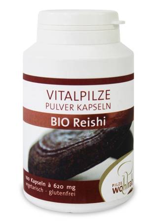 GRZYBY REISHI (LAKOWNICA LŚNIĄCA) BIO 100 KAPSUŁEK (620 mg) - PILZE WOHLRAB