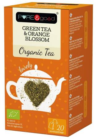 HERBATA EKOLOGICZNA GREEN TEA&ORANGE BLOSSOM 36g - PURE & GOOD