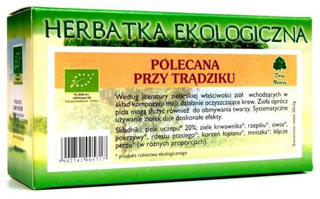 HERBATKA POLECANA PRZY TRĄDZIKU BIO (25 x 2 g) 50 g - DARY NATURY