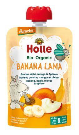 HOLLE - MUS W TUBCE BANAN - JABŁKO - MANGO - MORELA BEZ DODATKU CUKRÓW OD 6 MIESIĄCA DEMETER BIO 100 g 