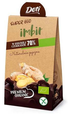 IMBIR W CZEKOLADZIE GORZKIEJ BEZGLUTENOWY BIO 50 g - DOTI