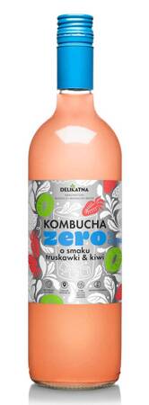 KOMBUCHA O SMAKU TRUSKAWKI I KIWI ZERO % CUKRU 700 ml - DELIKATNA (ZAKWASOWNIA)