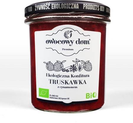 KONFITURA TRUSKAWKA Z CYNAMONEM BIO 300 g - OWOCOWY DOM