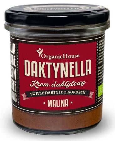 KREM KOKOSOWO - DAKTYLOWY MALINA BEZGLUTENOWY BIO 280 g - ORGANIC HOUSE (DAKTYNELLA)