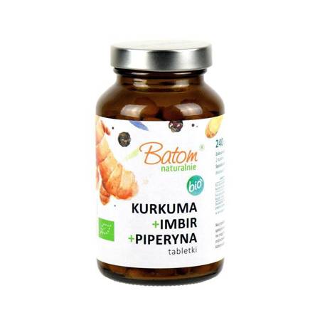 KURKUMA + IMBIR + PIPERYNA BIO 240 TABLETEK 120 g - BATOM