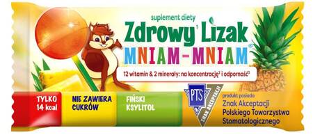 LIZAK KULKA O SMAKU ANANASOWYM Z WITAMINAMI I MINERAŁAMI BEZGLUTENOWY 6 g - MNIAM MNIAM STARPHARMA