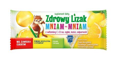 LIZAK KULKA O SMAKU CYTRYNOWYM Z WITAMINĄ D I C BEZGLUTENOWY 6 g - MNIAM MNIAM STARPHARMA