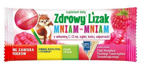 LIZAK KULKA O SMAKU MALINOWYM Z WITAMINĄ D I C BEZGLUTENOWY 6 g - MNIAM MNIAM STARPHARMA