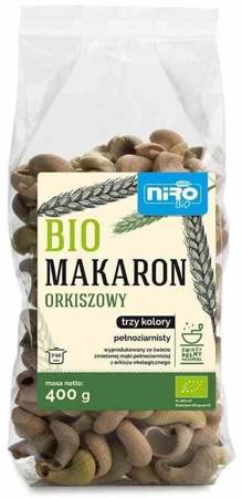 MAKARON (ORKISZOWY RAZOWY TRÓJKOLOROWY) MUSZELKI BIO 400 g - NIRO