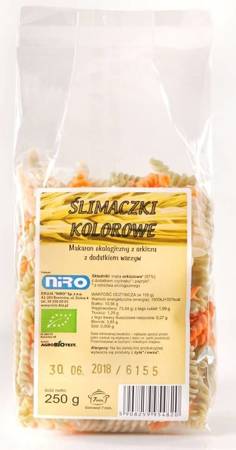 MAKARON (ORKISZOWY TRÓJKOLOROWY) ŚLIMACZKI BIO 250 g - NIRO